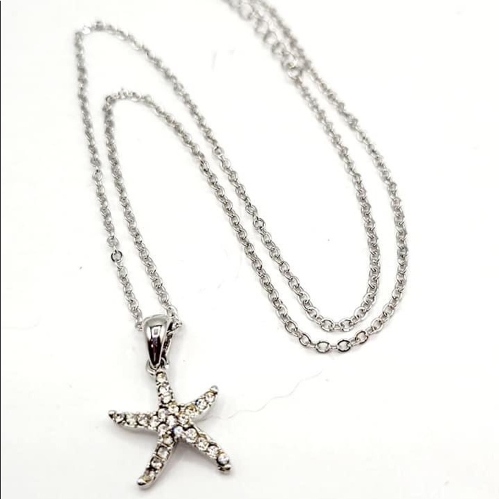Pace rhinestone starfish pendant necklace.